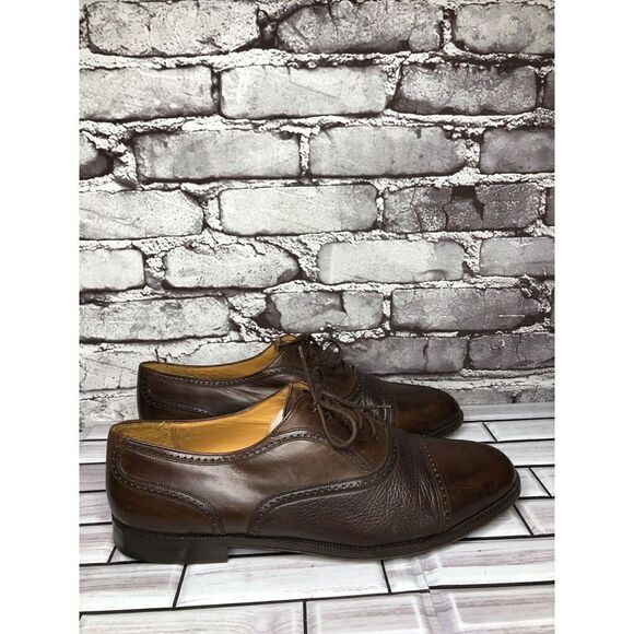 Mezlan Florence Brown Leather Brogue Cap Toe Oxfords Lace Dress Shoes Men Sz 12W - Picture 7 of 16